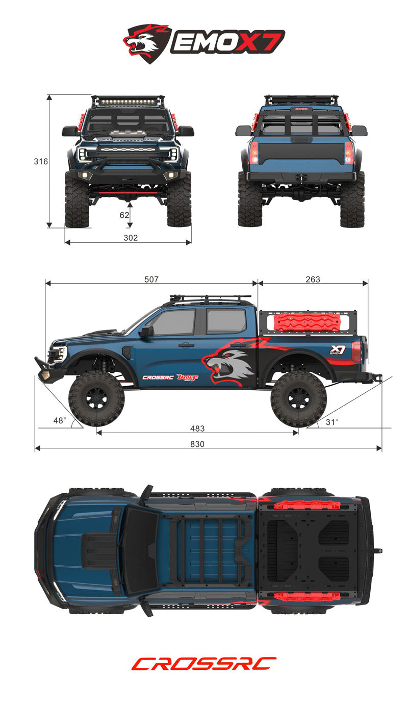 CROSSRC EMO X7 Big Bad Wolf XL4 RC Rock Crawler Trail Truck